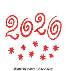 2020 New Year. Vector numbers for holiday calendars, cards, for logos and more. Text design Isolated on white background. Red color font