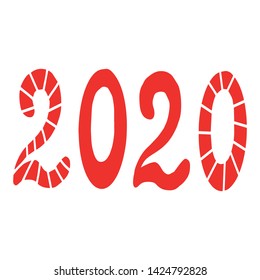 2020 New Year. Vector numbers for holiday calendars, cards, for logos and more. Text design Isolated on white background. Red color font