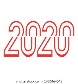 2020 New Year. Vector numbers for holiday calendars, cards, for logos and more. Text design Isolated on white background. Red color font