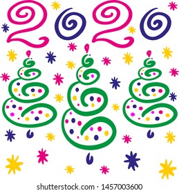 2020 New Year. Vector numbers for holiday calendars, cards, for logos and more. Text design isolated on white background. 