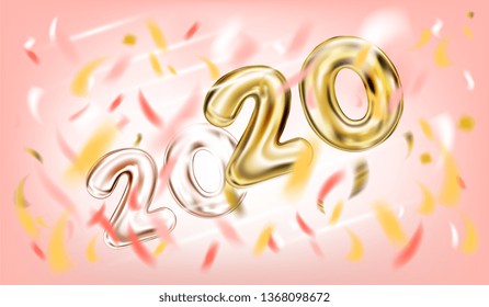2020 New Year Vector Poster in pink