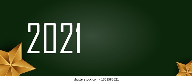 2020 new year's day background label long green with golden stars