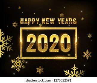 2020 new years design concept with golden number and snowflakes sparkles