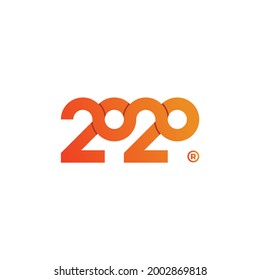 2020 number celebration happy new year modern simple template logo design vector