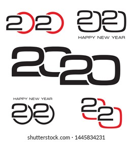 2020 number creative design for greeting card, can be used for flyers, invitation, posters, brochure, banners, calendar. Set of 5 elements