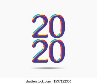 2020 number greeting card vector design