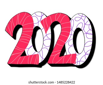 2020 number. New year sign. Holiday symbol. Vector illustration.