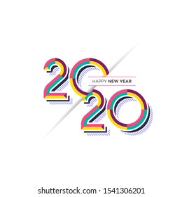 2020 number typography element. Memphis style happy new year 2020. Eps10.