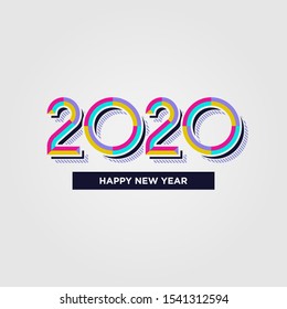 2020 number typography element. Memphis style happy new year 2020. Eps10.