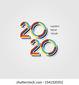 2020 number typography element. Memphis style happy new year 2020. Eps10.