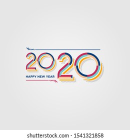 2020 number typography element. Memphis style happy new year 2020. Eps10.