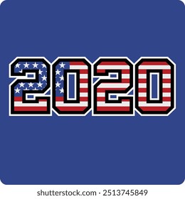 2020 number vector design has american flag motif