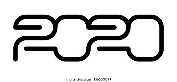 2020 Number Vector Modern Curvy Line Minimalist