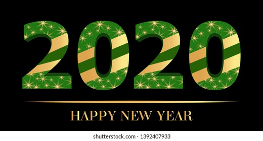 2020 numbers isolated on black background. Happy New year dynamic design elements for a flyer, sale, brochures, presentations, party etc. Vector illustration. 