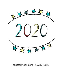 2020 numbers. New year design elements on white background. Vector illustration