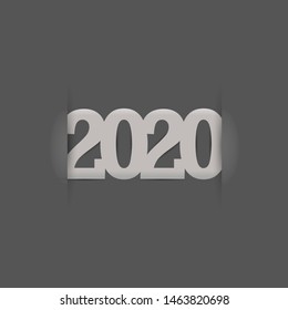 2020 Numbers. Paper Photo Album Frame Corners. Merry Christmas and Happy New Year 2020 Background, Template. Christmas Greeting Card. Vector Illustration.