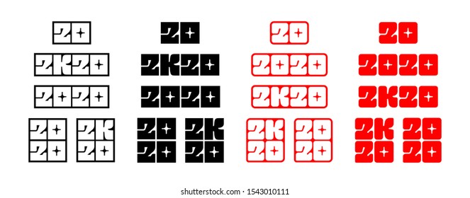 2020 Numbers Set. Happy New Year 20 stickers design with modern typography. Vector illustration