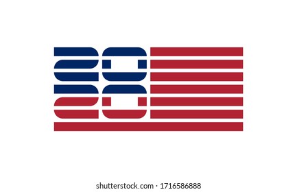 2020 numbers in united states flag style, vector illustration