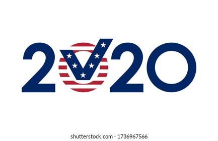 2020 numbers in united states flag colors, vector illustration