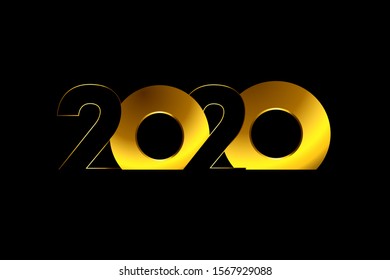 2020 NUMBERS FOR VARIOUS DESIGNS IN NEW YEARS, WITH A YELLOW BASIC COLOR TO GOLD WITH SIMPLE AND INTERESTING DESIGNS