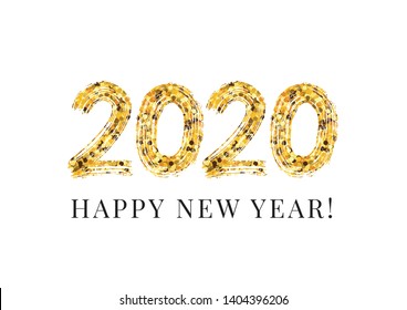 2020 numeral Happy New Year text hand lettering. Merry Christmas. Design template Celebration typography poster, banner or greeting card. Vector Illustration