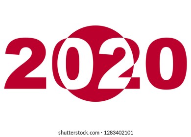 2020 on japanese flag vector illustration