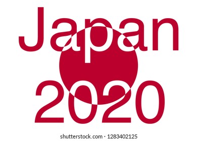 2020 on japanese flag vector illustration