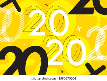 2020. Orange background with numbers 2020. Templates for greeting cards, banners, invitations.