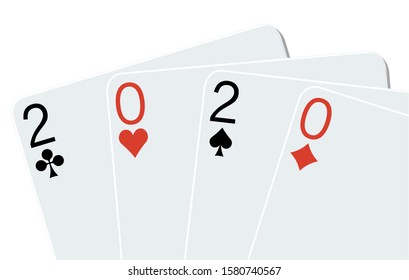 2020 playing cards on a white background 