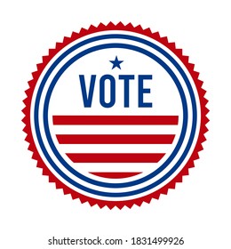 2020 Presidential Election Vote Badge. USA Patriotic Stars and Stripes. United States of America Democratic or Republican President Party Support Pin, Stamp, Brooch or Button.