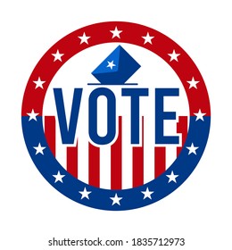 2020 Presidential Election Vote Badge - United States of America. USA Patriotic Symbol - American Flag. Democratic / Republican Support Pin, Emblem, Stamp or Button. November 3