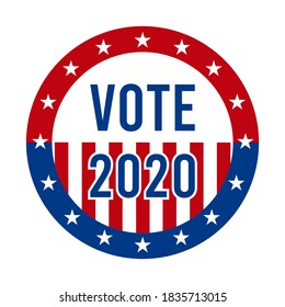 2020 Presidential Election Vote Badge - United States of America. USA Patriotic Symbol - American Flag. Democratic / Republican Support Pin, Emblem, Stamp or Button. November 3