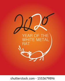 2020 Rat year typography concept design. Editable EPS vector