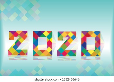 2020 rectangle multi colorful pattern modern logo,vector illustration.