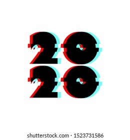 2020 in red and blue 3d effect icon in flat style
