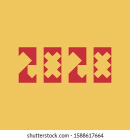 2020 red numbers on gold background. Vector illustration of a holiday. Happy New Year 2020.