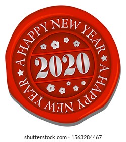 2020 sealing wax  vector illustration /  A happy new year / silver