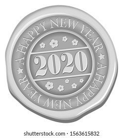 2020 sealing wax  vector illustration /  A happy new year / white