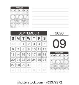 2020 SEPTEMBER Calendar Planner Design.