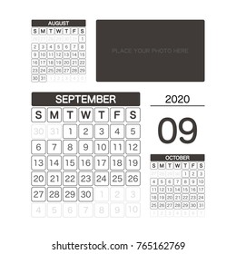 2020 SEPTEMBER Calendar Planner Design.