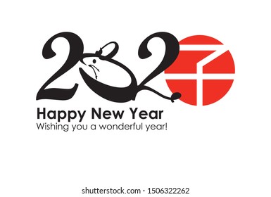 2020 shaped abstract mouse & stamp of year of the rat