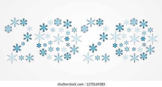 2020 snowflakes vector symbol. Happy New Year illustration. Isolated decorative blue icon for winter holiday, decoration, web, concept, design, celebration, greeting
