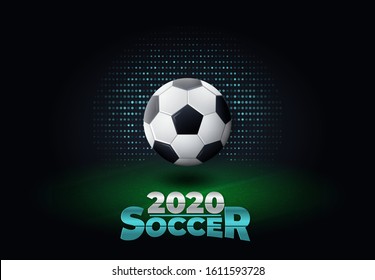 2020 Soccer Banner Illustration in Black Background
