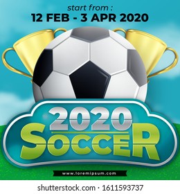 2020 Soccer Cup Illustration with Trendy Design for Social Media Post, Banner, Poster , Flyer, Schedule Match, etc