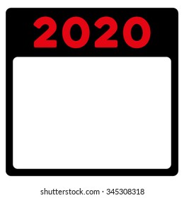 2020 Syllabus vector icon. Style is bicolor flat symbol, intensive red and black colors, rounded angles, white background.