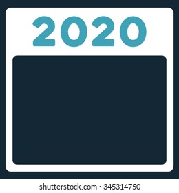 2020 Syllabus vector icon. Style is bicolor flat symbol, blue and white colors, rounded angles, dark blue background.