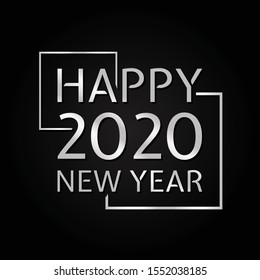 2020 symbol vector text Happy New Year with metal color. Background or poster design on the black background. Vector illustration EPS.8 EPS.10