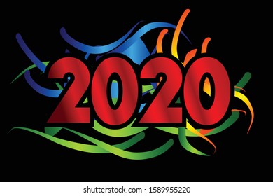2020 text for Calendar New years, Happy New Year 2020