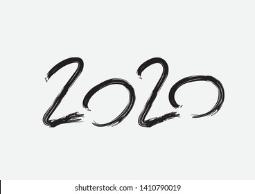 Calligraphy 2020 New Year Ratbrush Line Stock Vector (royalty Free 