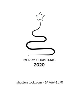 2020 text design. Collection of Merry christmas and happy holidays. Vector illustration. Isolated on white background.